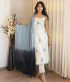 Cotton Flex Kurta Set with Embroidered Kurti and Dayable Kota Dupatta (RO)