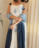 Cotton Flex Kurta Set with Embroidered Kurti and Dayable Kota Dupatta (RO)