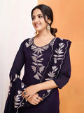 Vichitra Silk Kurta Set with Full Embroidery & Matching Dupatta (RO)