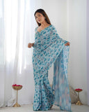 Chinon KESH595 11 Fancy Printed Mirror Work Saree