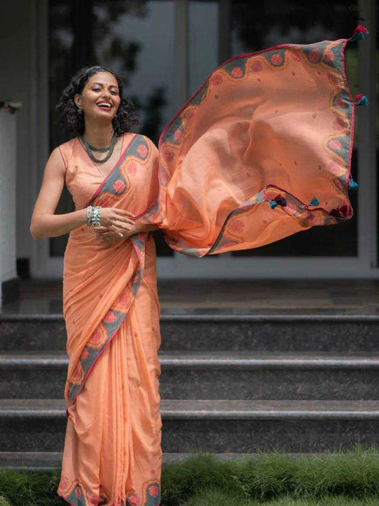 Cotton Linen Printed Saree