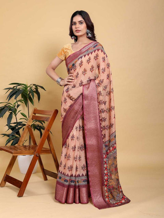 Linen Cotton Printed Saree