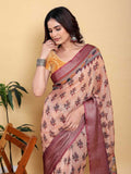 Cotton Jacquard KESH553 626 Printed Cotton Linen Saree