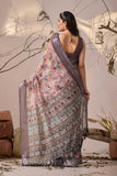 Linen KESH522 1016 Printed Cotton Linen Floral Saree
