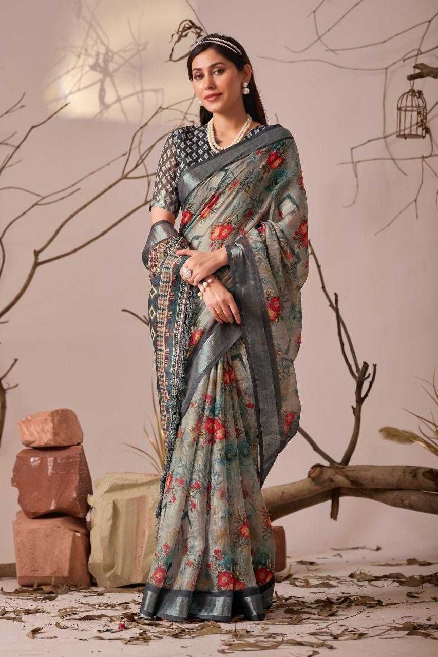 Linen KESH522 1019 Cotton Linen Saree
